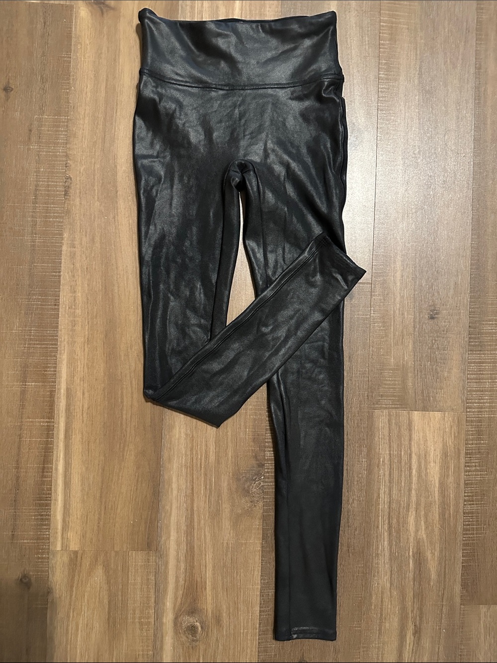 SPANX Black Shiny High-Rise Leggings